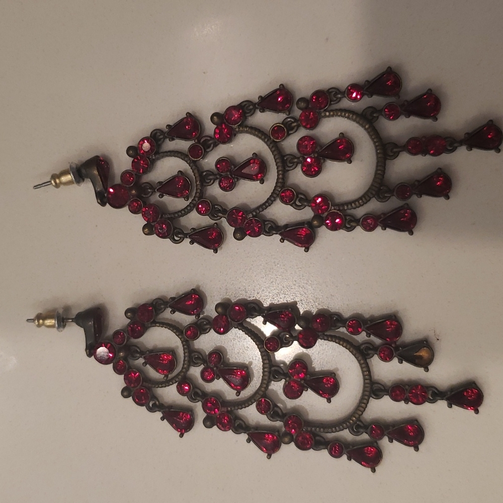 Ruby Dangle Earrings - image 2